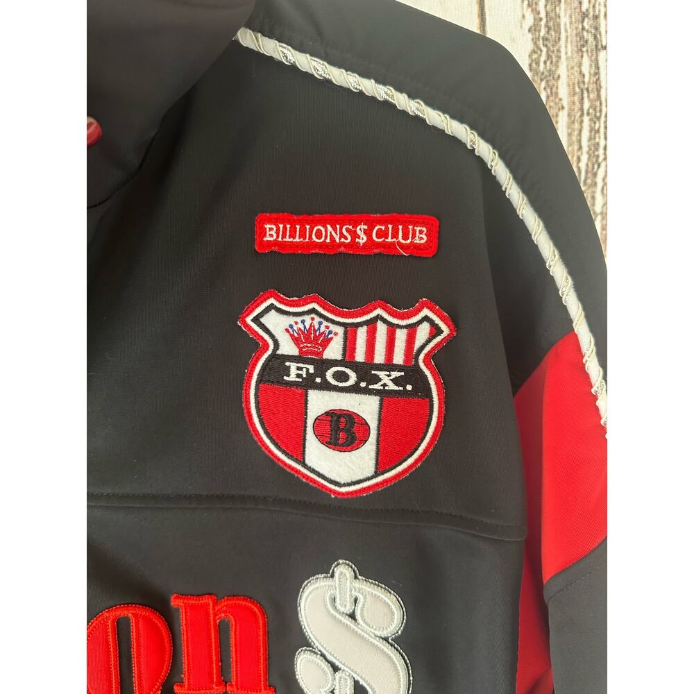 "The Billion Dollar Jeans Club" Jacket Black/Red Zip Up Size M - Picture 2 of 7